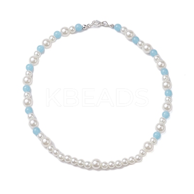 Acrylic Pearl & Luminous Beaded Necklaces for Women NJEW-JN04909-1