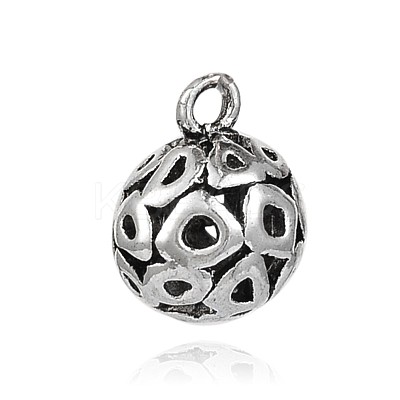 Tibetan Style Hollow Round Alloy Pendants PALLOY-J577-31AS-1