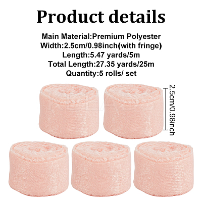 5 Rolls 5M Satin Frayed Ribbon SRIB-DR0001-01A-1