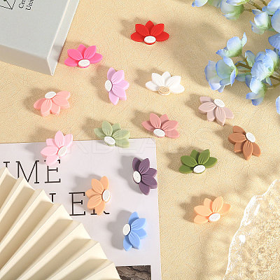 15Pcs 15 Colors Lotus Food Grade Eco-Friendly Silicone Focal Beads SIL-CA0003-05-1