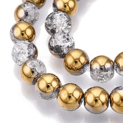 Electroplated Crackle Glass Beads Strands EGLA-N014-6mm-04-1