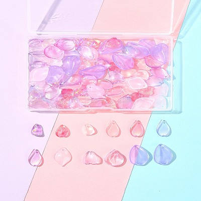 100Pcs 10 Styles Transparent Spray Painted Glass Pendants GLAA-FS0002-16-1