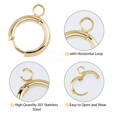201 Stainless Steel Huggie Hoop Earring Findings FIND-DC0006-43A-1