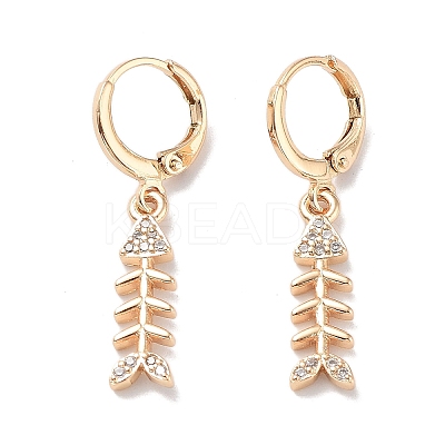 Real 18K Gold Plated Brass Dangle Leverback Earrings EJEW-L269-023G-1
