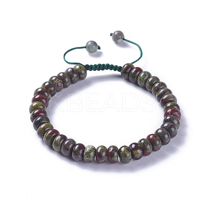 Adjustable Natural Dragon Blood Jasper Braided Bead Bracelets BJEW-F369-A16-1