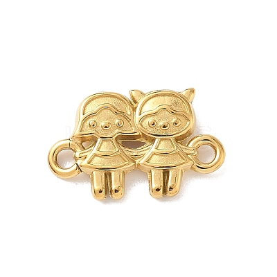 304 Stainless Steel Two Girls Links Connector Charms KK-D503-14G-1