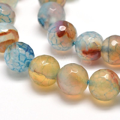 Dyed Natural Agate Faceted Round Beads Strands X-G-E268-20-1