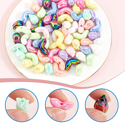 80Pcs 20 Styles UV Plated Acrylic Beads OACR-SC0001-86-1