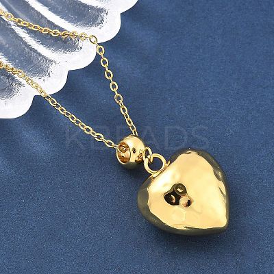 201 Stainless Steel Textured Love Heart Pendant Necklaces for Women NJEW-Z069-01G-03-1