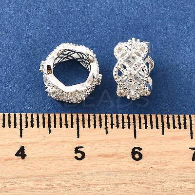 Column Brass Micro Pave Cubic Zirconia European Spacer Beads KK-L230-03S-1