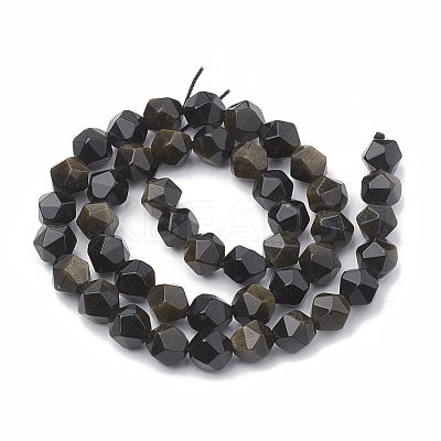 Natural Golden Sheen Obsidian Beads Strands G-S332-10mm-012-1