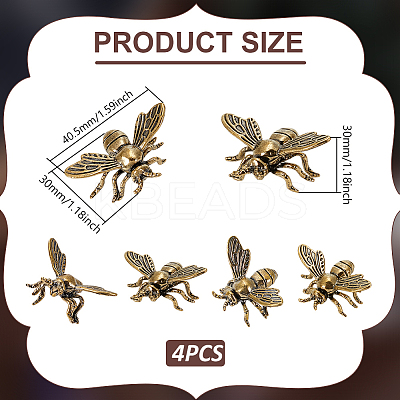 Brass Figure Bees Display Decorations DJEW-WH0015-153-1