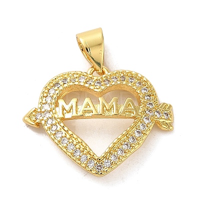 Mother's Day Brass Micro Pave Clear Cubic Zirconia Pendants FIND-Z041-20G-1