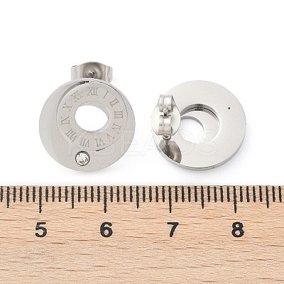 304 Stainless Steel Rhinestone Stud Earrings EJEW-Z089-06P-1
