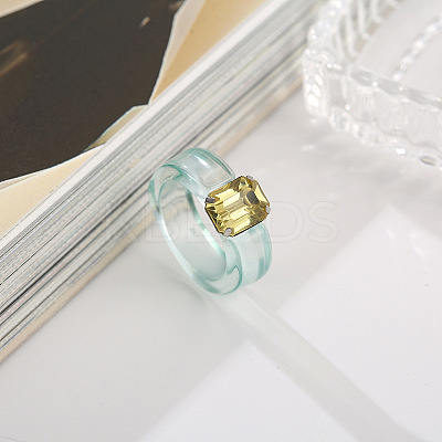 Rectangle Resin with Glass Finger Rings for Women LS-FS-WG96B1D-03-1