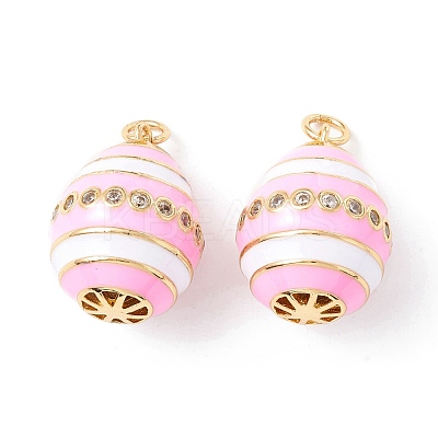 Rack Plating Brass Enamel & Zircon Pendants KK-B053-03G-1