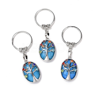 Natural & Synthetic Gemstone and Colorful Glass Drill Keychain G-M385-02P-1