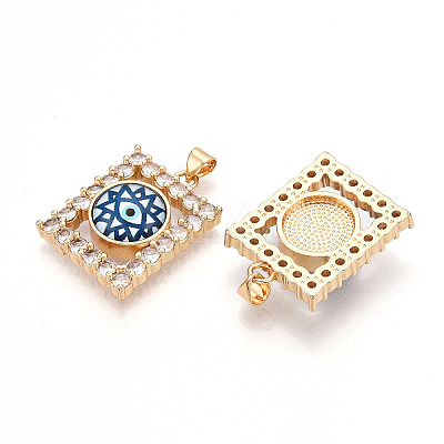 Brass Micro Pave Clear Cubic Zirconia Pendants for Women KK-T070-91A-08-1