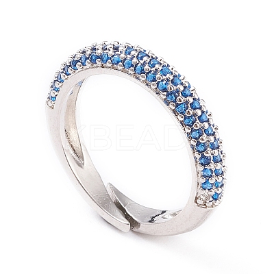 Adjustable Brass Micro Pave Cubic Zirconia Cuff Rings RJEW-L098-007E-P-1