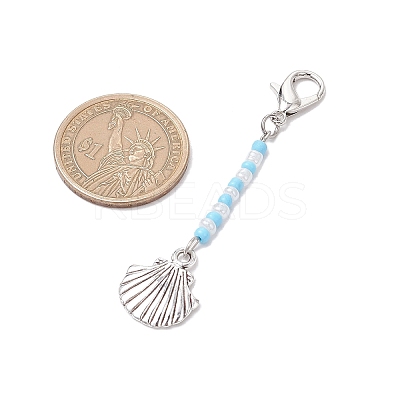 8Pcs Marine Animals Zinc Alloy Pendant Decorations HJEW-JM03229-1