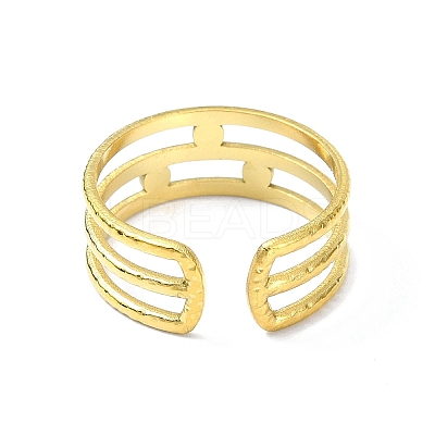 Ion Plating(IP) 304 Stainless Steel Open Cuff Ring RJEW-L109-045G-1