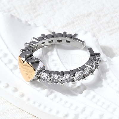 Brass Micro Pave Cubic Zirconia Cuff Rings RJEW-D313-02PG-1
