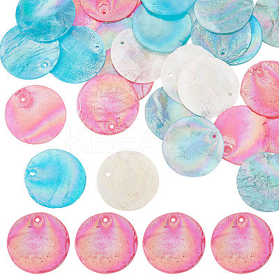 40Pcs 4 Colors AB Color Plated Natural Capiz Shell Pendants SSHEL-SC0001-21-1