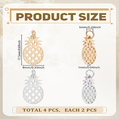 4Pcs 2 Colors 201 Stainless Steel Pendants STAS-LP0004-60-1