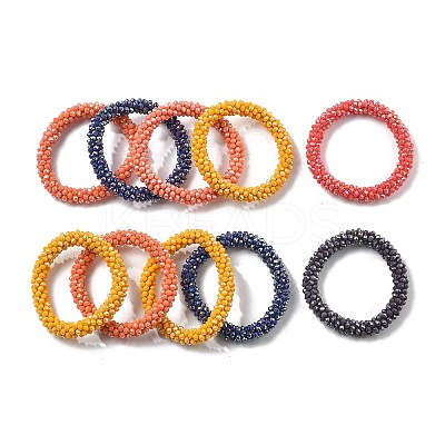 AB Color Plated Faceted Opaque Glass Beads Stretch Bracelets BJEW-S144-003D-1