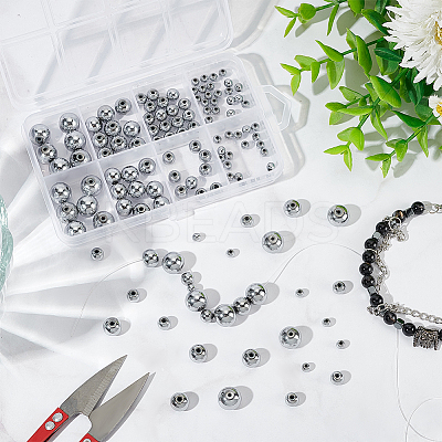 130Pcs 4 Styles Electroplated Non-magnetic Synthetic Hematite Beads Strands G-AR0005-91-1