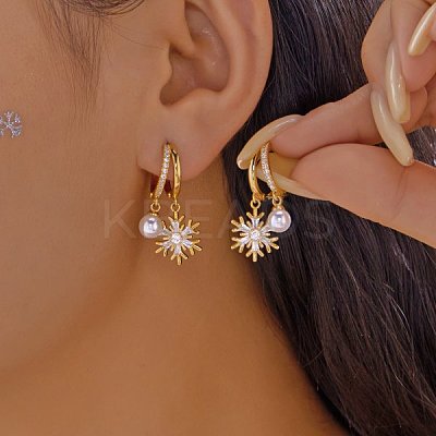 Snowflake Zinc Alloy Enamel Hoop Earrings FS-WG1295B-06-1