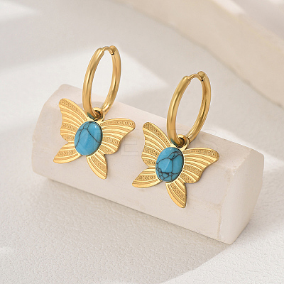 201 Stainless Steel Butterfly Hoop Earrings RW8851-1