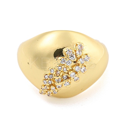 Clear Cubic Zirconia Open Cuff Ring RJEW-L121-013G-1