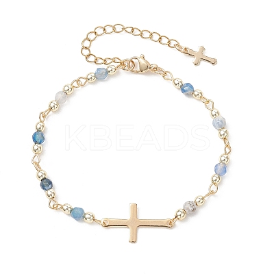 304 Stainless Steel Tiny Cross Link Bracelets BJEW-JB13244-01-1