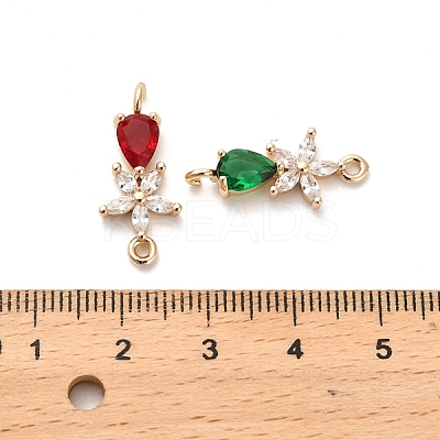 Glass Teardrop Connector Charms KK-M314-17KCG-1
