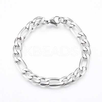 Tarnish Resistant 304 Stainless Steel Figaro Chain Bracelets BJEW-P236-20P-1