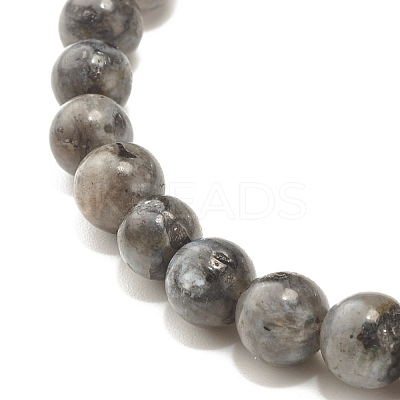 Natural Larvikite Round Beads Stretch Bracelet BJEW-JB07209-03-1