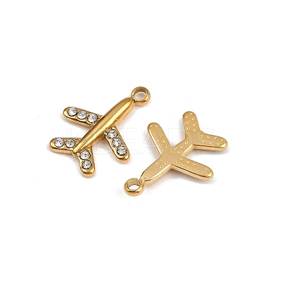 304 Stainless Steel with Crystal Rhinestone Charms STAS-G357-12G-1