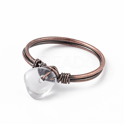 Natural Quartz Crystal Chips Finger Ring RJEW-L082-03R-02-1