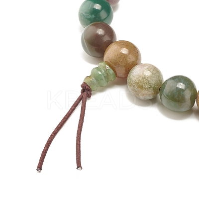 Natural Indian Agate Round Beads Stretch Bracelet BJEW-JB07235-03-1