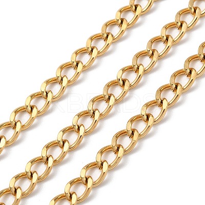 Ion Plating(IP) 304 Stainless Steel Faceted Curb Chains CHS-G027-02G-1