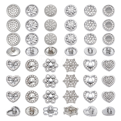 48Pcs 12 Colors 1-Hole Alloy Rhinestone Shank Buttons BUTT-GA0001-43P-1