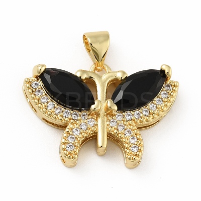 Brass Micro Pave Cubic Zirconia Pendants KK-B059-34G-1