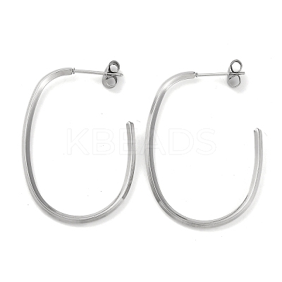 304 Stainless Steel Oval Stud Earrings EJEW-K295-02P-1