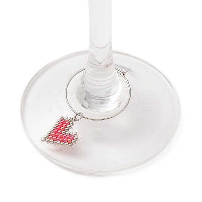 Glass Heart Wine Glass Charms AJEW-JO00191-1