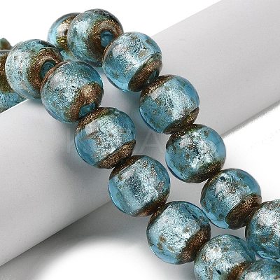Handmade Gold Sand Lampwork Beads Strands LAMP-P062-01E-1