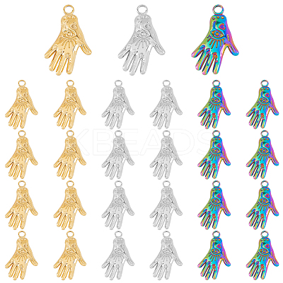 24Pcs 3 Colors 304 Stainless Steel Pendants STAS-DC0013-12-1