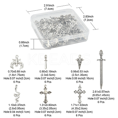 42Pcs 7 Style Gothic Themed Tibetan Style Alloy Pendants Sets TIBEP-FS0001-10-1