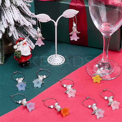 12Pcs 6 Colors Glass Wine Glass Charms AJEW-SC00008-1