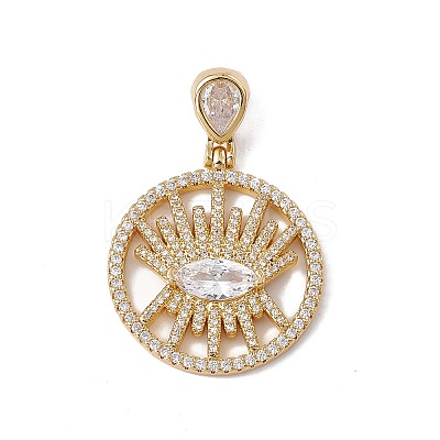 Brass Micro Pave Clear Cubic Zirconia Pendants KK-G439-04G-1